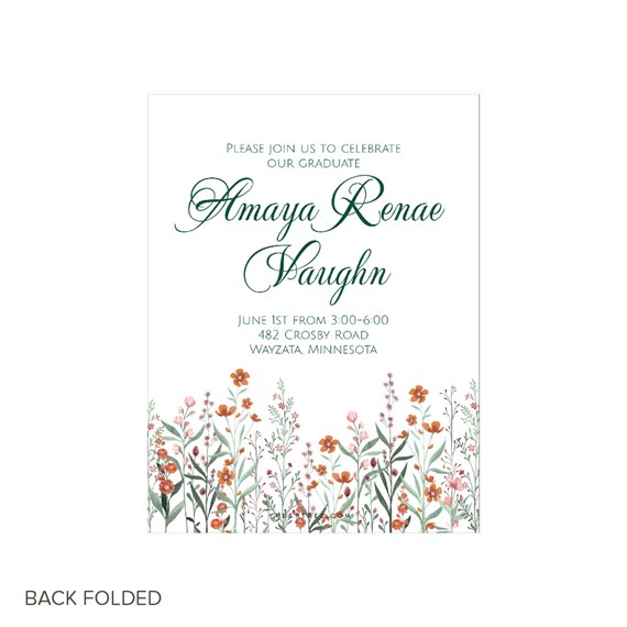 floral graduation announcement with customizable text area