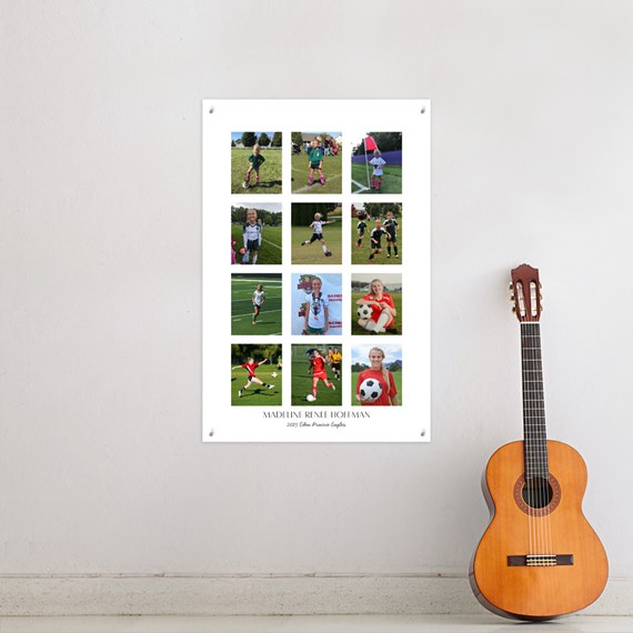 photo collage poster with soccer images and name area