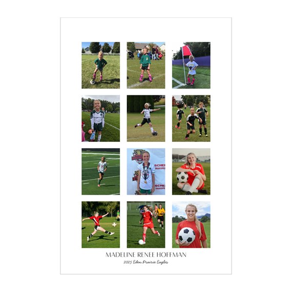 photo collage poster with soccer images and customizable text area