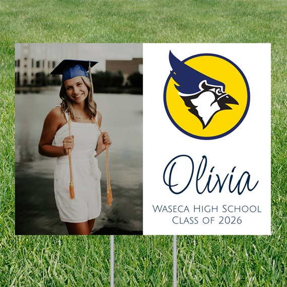 graduation yard sign with photo area and text