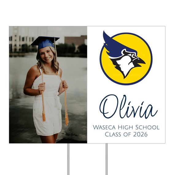 photo area, logo placeholder, customizable text area