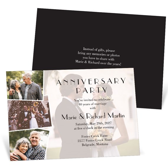 anniversary invitation with photo placeholders and event details