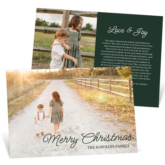 Christmas card with photo area, Merry Christmas text, customizable text area