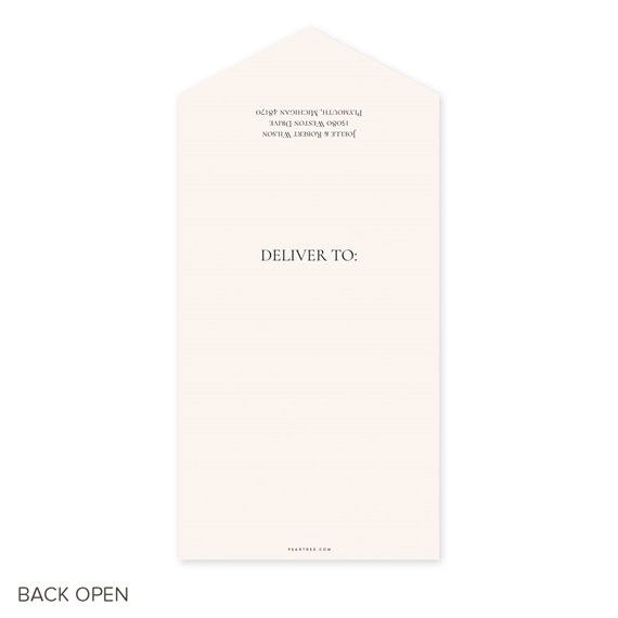 blank invitation card with pointed top and black text