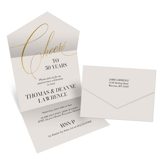 anniversary invitation with customizable text area and envelope