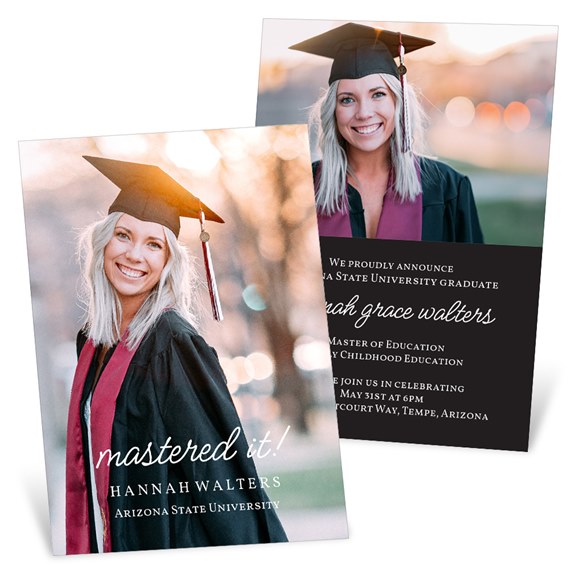 graduation announcements with photo area and text
