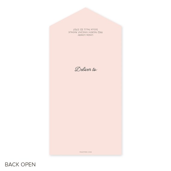 pink invitation with deliver to text