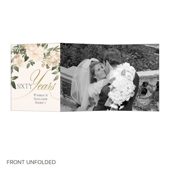 vintage floral anniversary invitation with photo area
