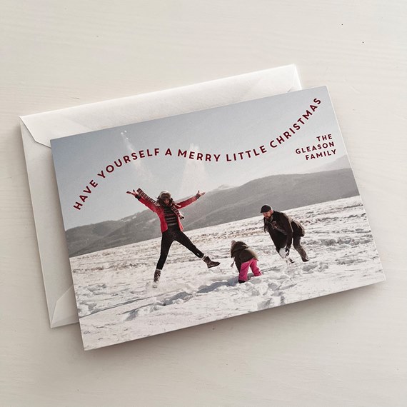 holiday card with photo area and text