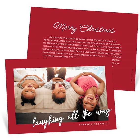 holiday card with photo placeholder and text areas