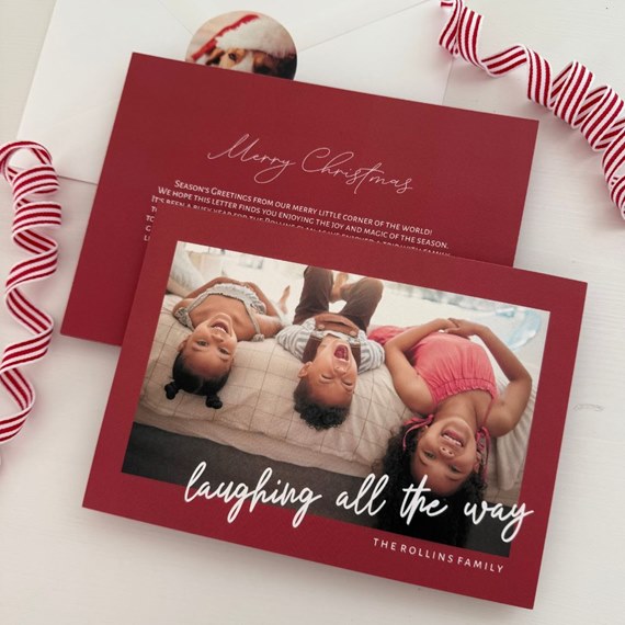 Christmas card with photo area and festive text
