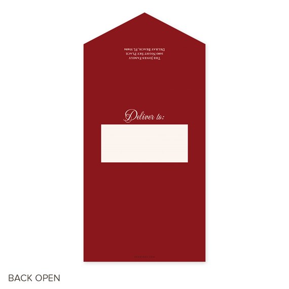 red christmas card with address area