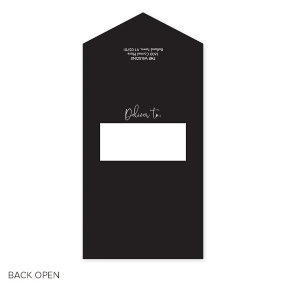 black Christmas card with address area