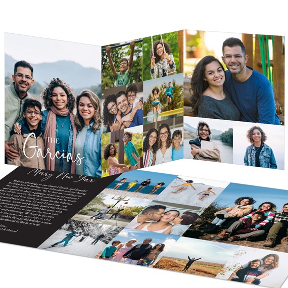family photo collage card with customizable text area