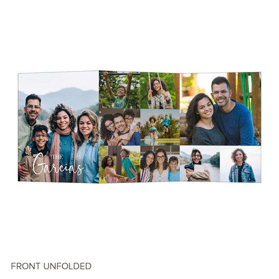 collage card with photo placeholders and text area