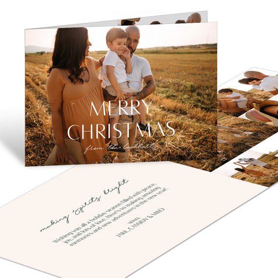 Christmas card with photo area and decorative text