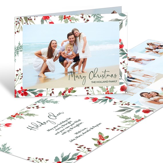 photo placeholder with botanical design and text area