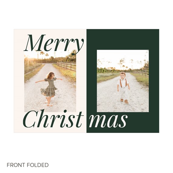 split-type Christmas card with photo placeholders