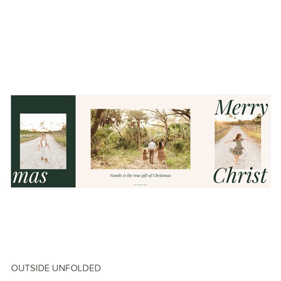 split-type Christmas card with photo areas and text