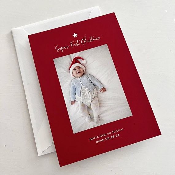 Christmas card with photo placeholder and text area