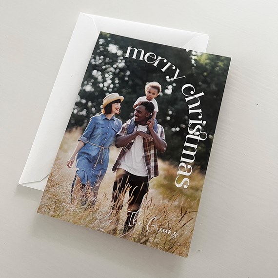 Christmas card with customizable text area and photo placeholder