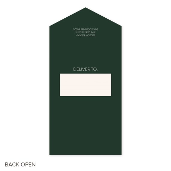 dark green Christmas card with address area