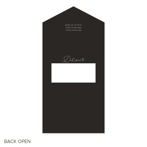 black Christmas card with photo area and text