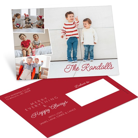 collage postcard with photo placeholders and customizable text area