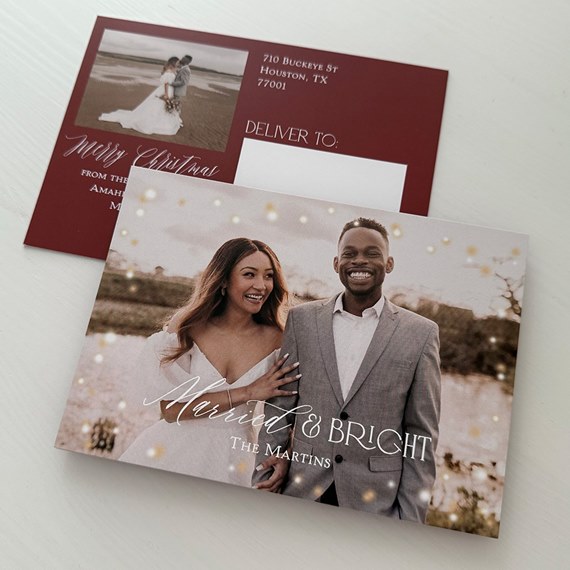 postcard with photo area and decorative text