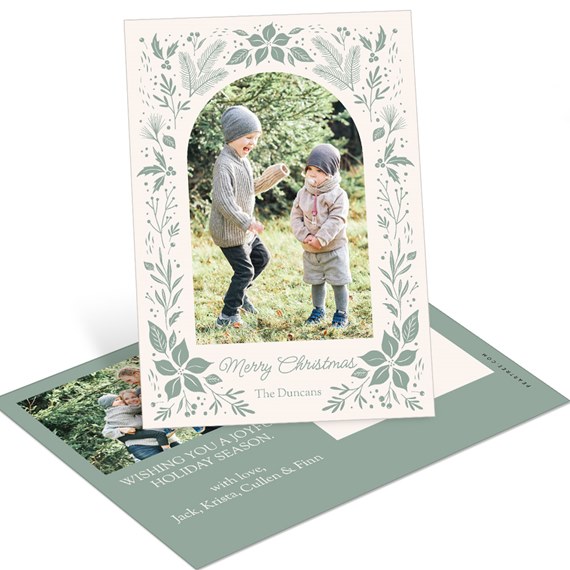 holiday postcard with photo placeholder and decorative border