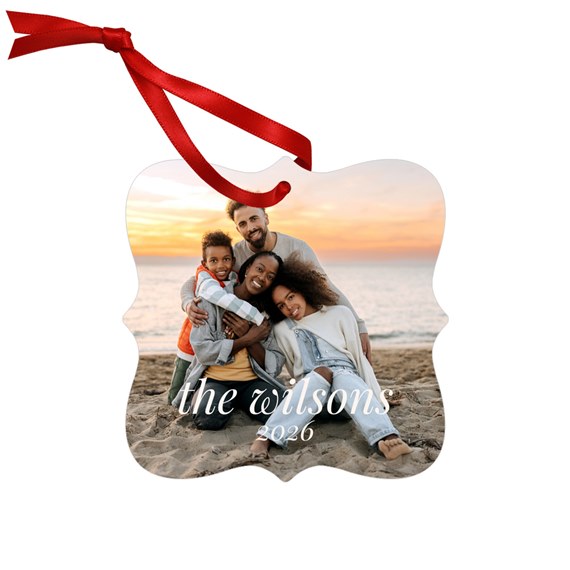 photo placeholder with scalloped edges and red ribbon