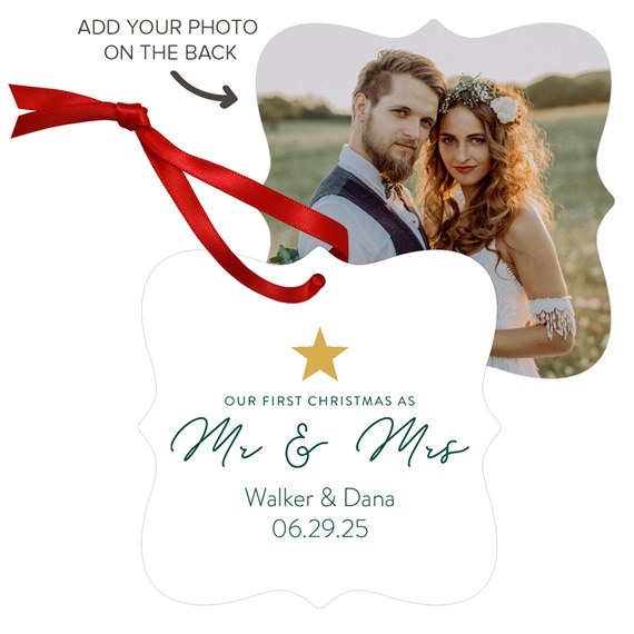 metal ornament with photo placeholder and text area