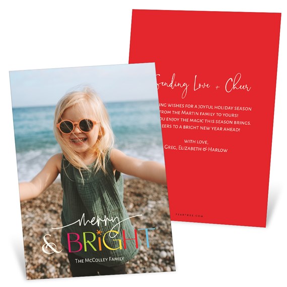 holiday card with photo placeholder and colorful text