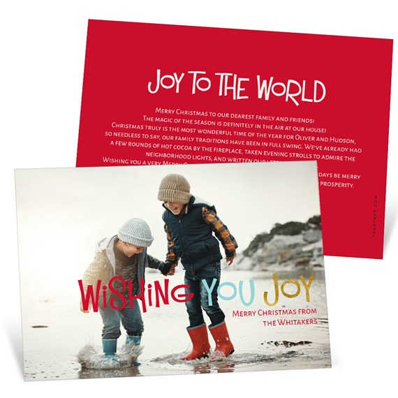 Christmas card with photo area and text