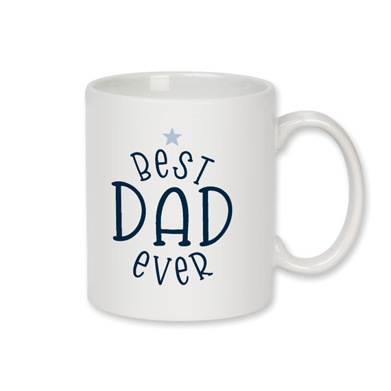 ceramic mug with text 'BEST DAD EVER' and star