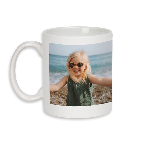 photo area on white ceramic mug