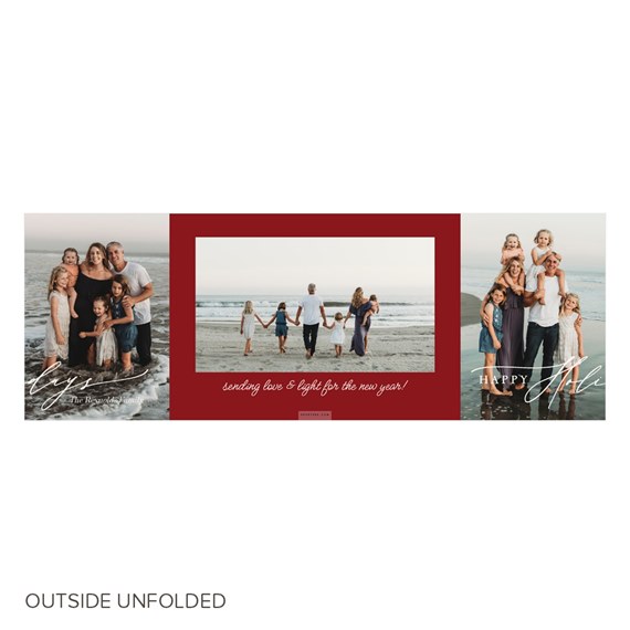 holiday card with photo areas and text