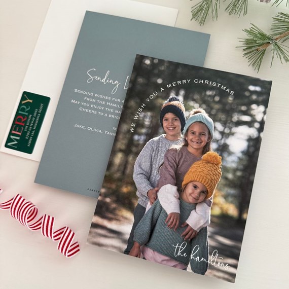 Christmas card with photo area and text