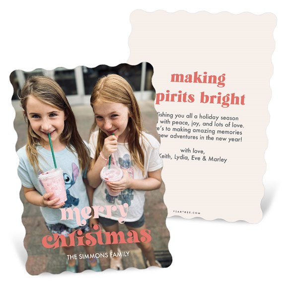 photo placeholder, scalloped edges, holiday card