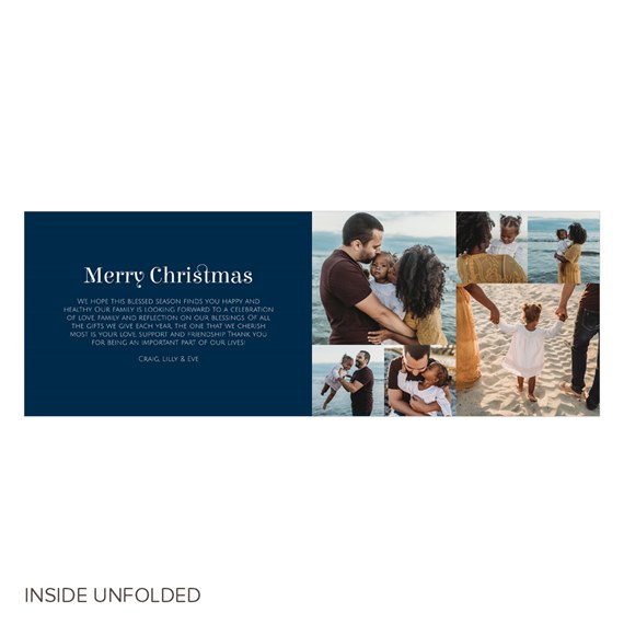 Christmas card with photo placeholders and a message