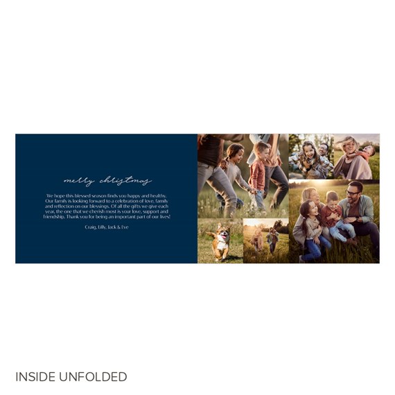 Christmas card with photo placeholders and customizable text area