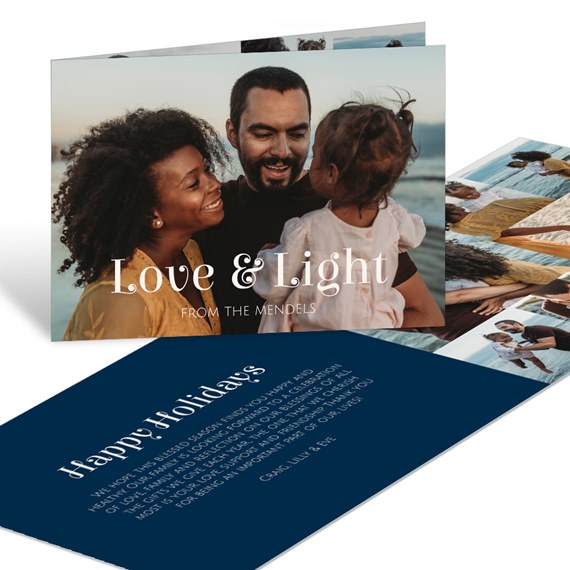 folded greeting card with photo collage and text