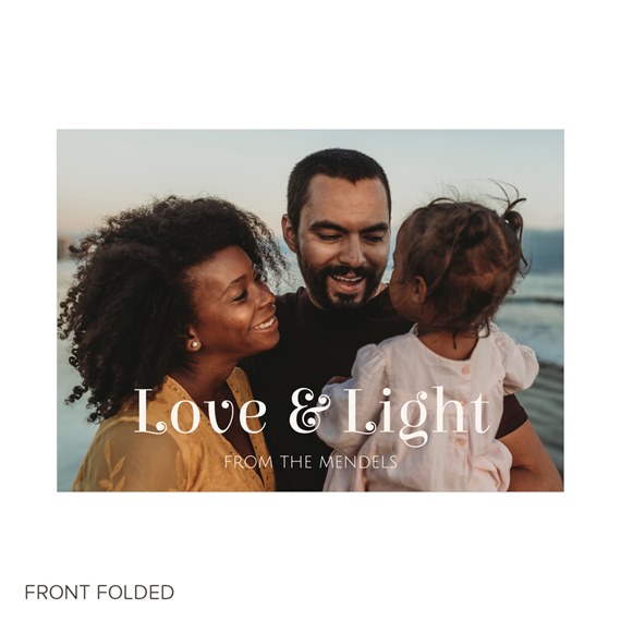 photo placeholder with text 'Love & Light' and 'FROM THE MENDELS'