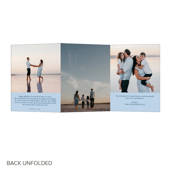 Christmas card with photo placeholders and light blue background