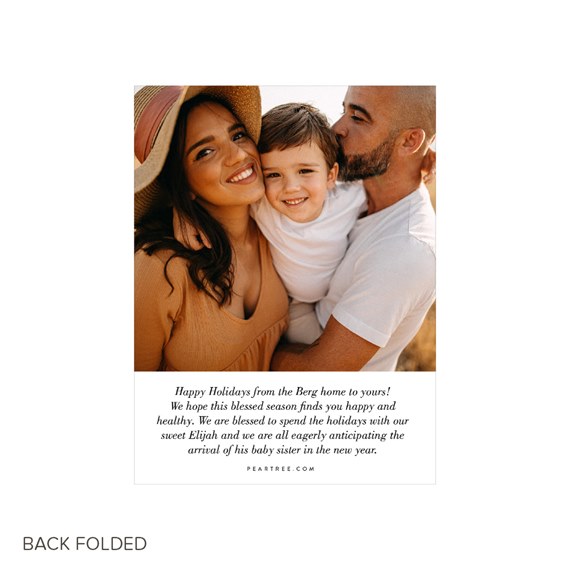 holiday card with photo placeholder and printed message