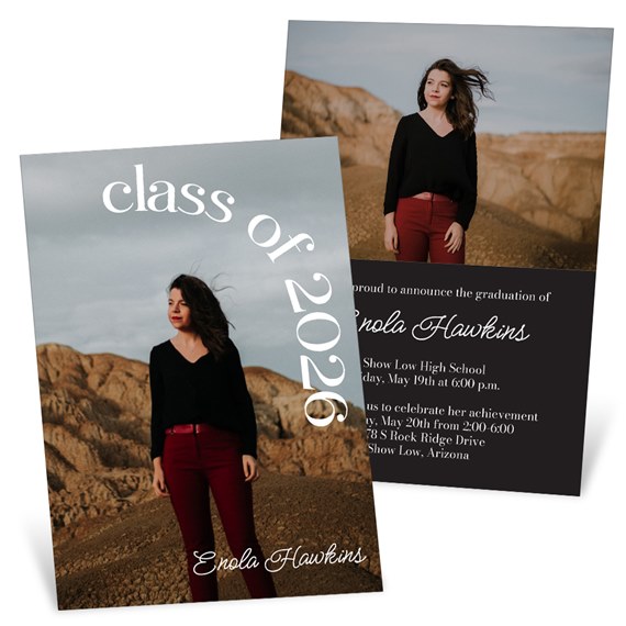 graduation invitation with photo area and text