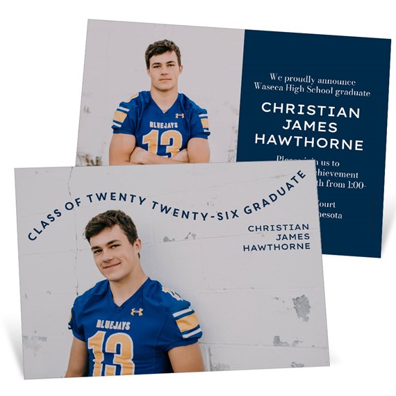 graduation invitation with photo area and text