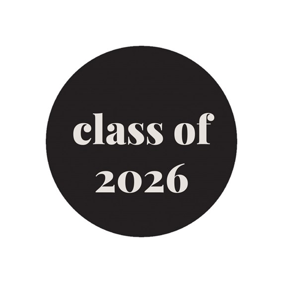 round black graduation seal with text