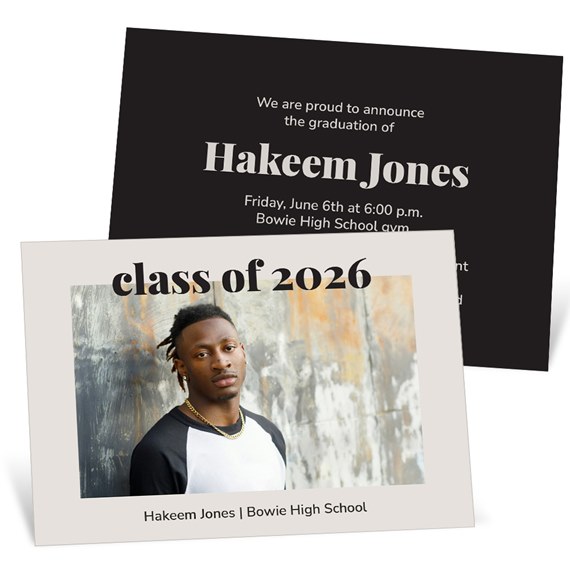 graduation invitation with photo area and event details