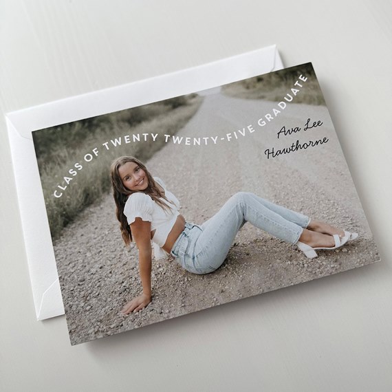 graduation invitation with photo area and text